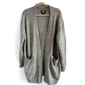 Roots Wool Alpaca Blend Heather Gray Open Cardigan with Pockets XL